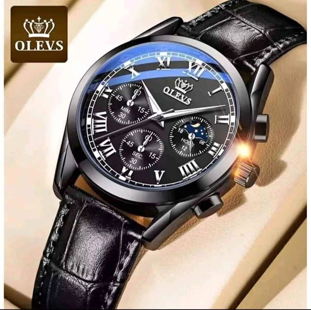 Stylish OLEVS Leather Band fashionable watch - Image 1